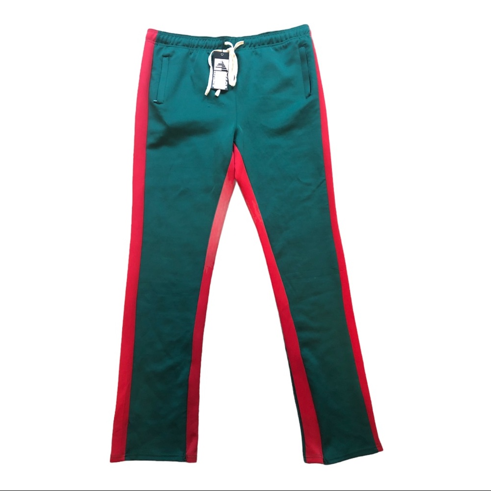 BLACK KEYS MENS JOGGERS RED-GREEN DRAWSTRING ELASTIC WAIST POCKETS ZIP ANGLE 3XL